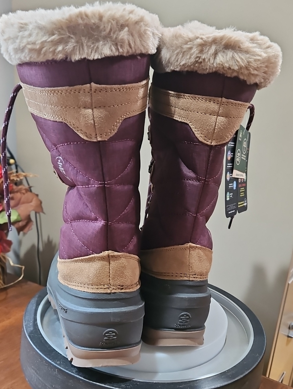 Kamik Women's Burgundy and Tan Faux-Fur Winter Boot - Picture 6 of 12